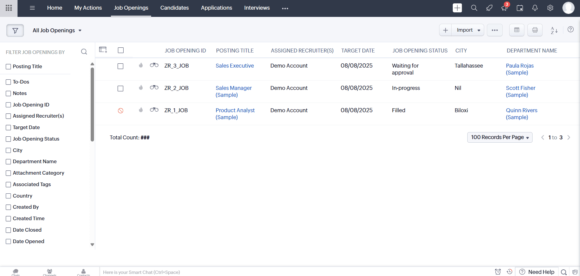 Zoho Recruit job openings